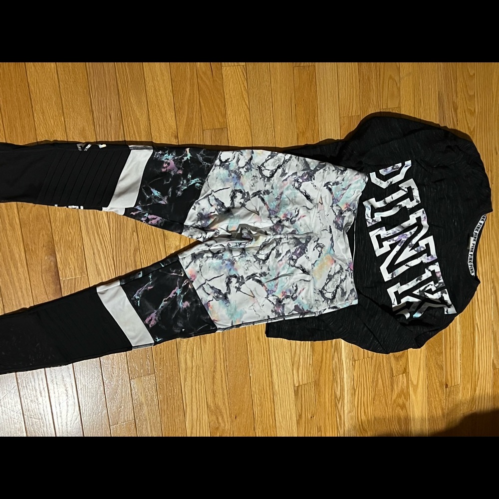 Pink Victoria secret legging and sweatshirt set ! Adorable